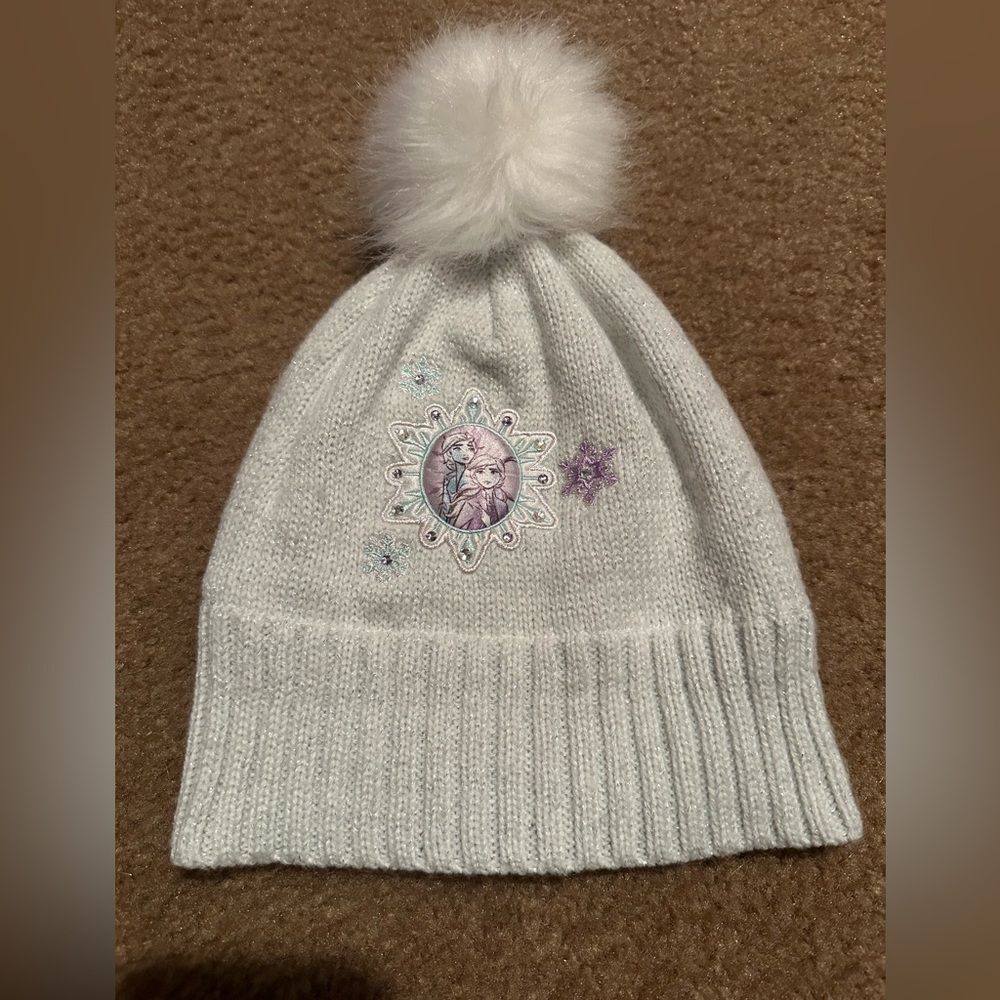 Disney Frozen Beanie with White Pom Pom Girl Toddler Size M/L